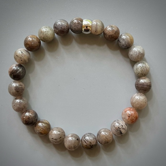 Natural Black Lepidocrocite in Quartz Handcrafted Bead Bracelet - Picture 2 of 4